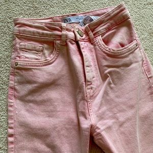 Zara straight leg washed pink jeans